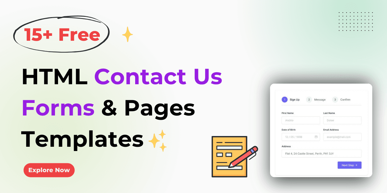 15+ Free HTML Contact Form & Page Templates