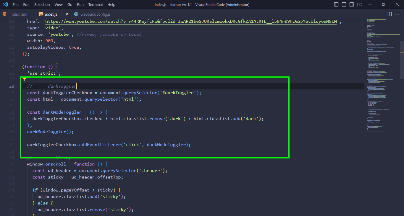 enable light mode in vanilla js